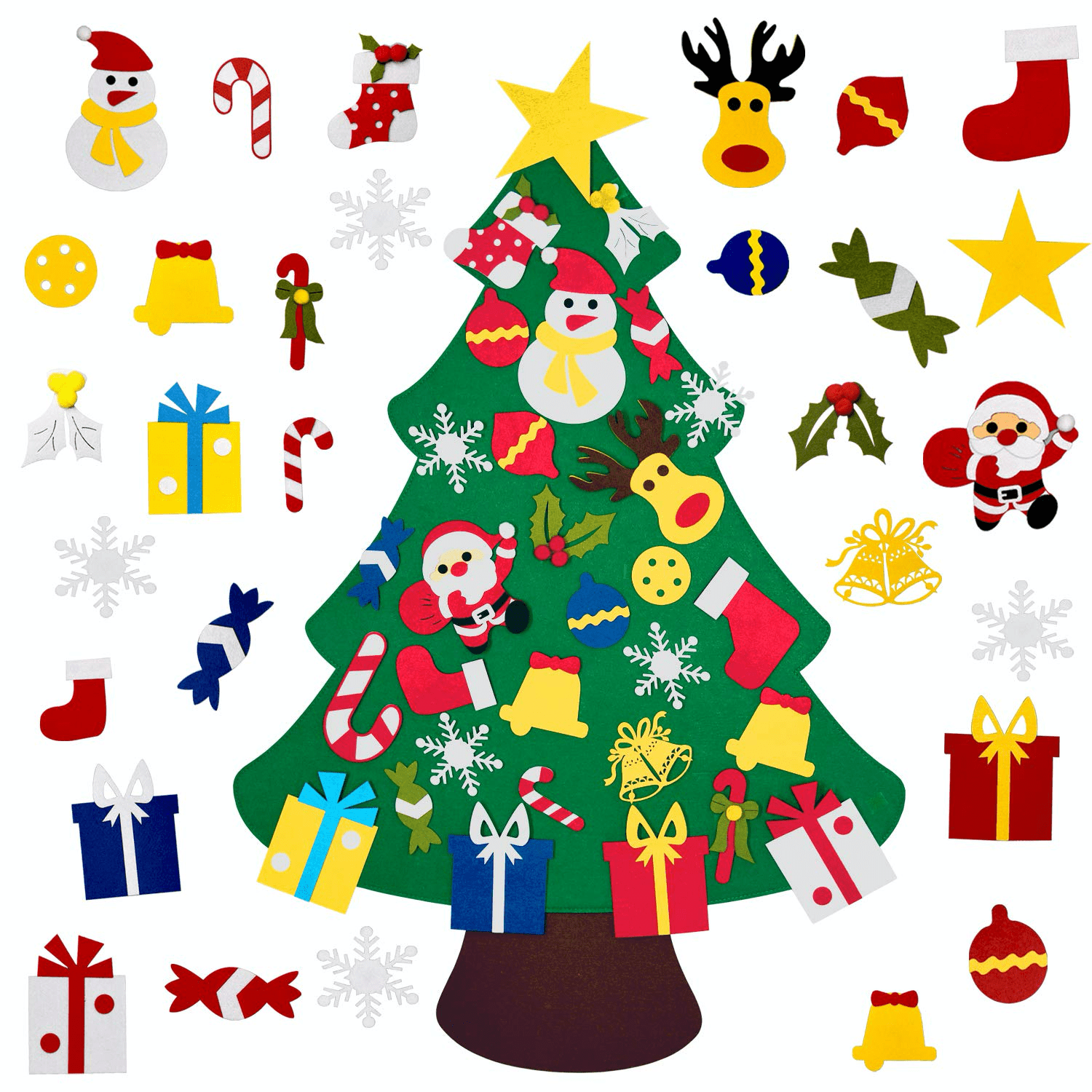 CCINEE 3D DIY Felt Christmas Tree with Detachable Hanging Ornaments Xmas Gifts for Kids Xmas Gifts Home Door Decoration