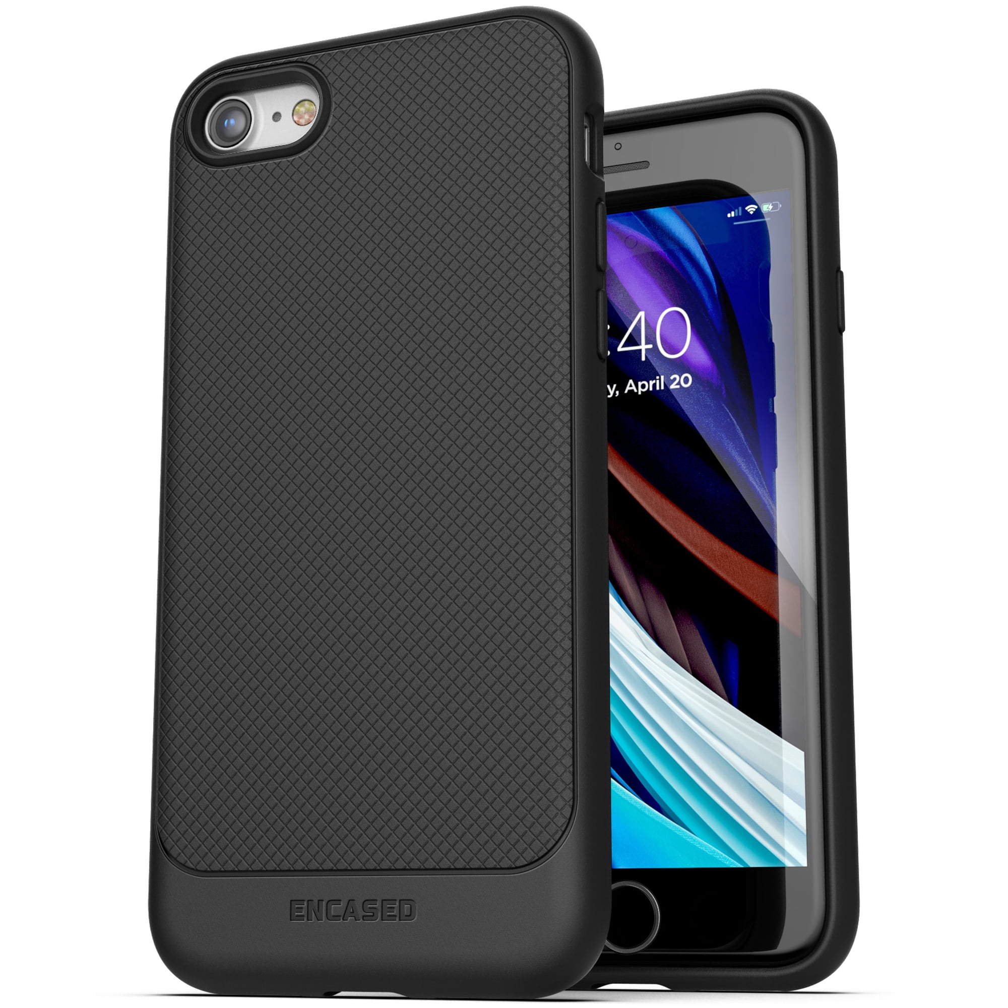 Encased iPhone SE Case (2020/2022) Thin Armor Slim Fit Flexible Grip Phone Cover for Apple iPhone SE (Matte Black)