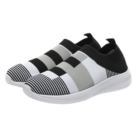 

Kitem 1 Pair Flat Shoes Soft Sole Slip on Breathable Flat Platform Anti-skid Walking Lightweight Sneakers Women Walking Shoes Daily Wear