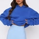 thumbnail image 3 of Sudadera Jersey básico informal con hombros caídos para mujer, jersey de talla grande, atuendo diario sencillo Ygjytge Azul T XL para Mujer, 3 of 5