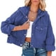 thumbnail image 3 of Chaqueta con capucha de moda para mujer, chaqueta femenina informal con cordón y hombros caídos de un solo pecho, 3 of 6