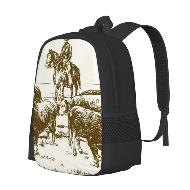 Disketp Cattle Drive By Two Cowboys Mochila Minimalista de Gran Capacidad, Mochila de Viaje para Escuela, Trabajo o Uso Diario