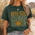 thumbnail image 6 of Here Comes The Sun Retro 70s Graphic Tee, Vintage Boho Floral Sunshine T-Shirt for Women, Unisex Cotton Tee, 6 of 9