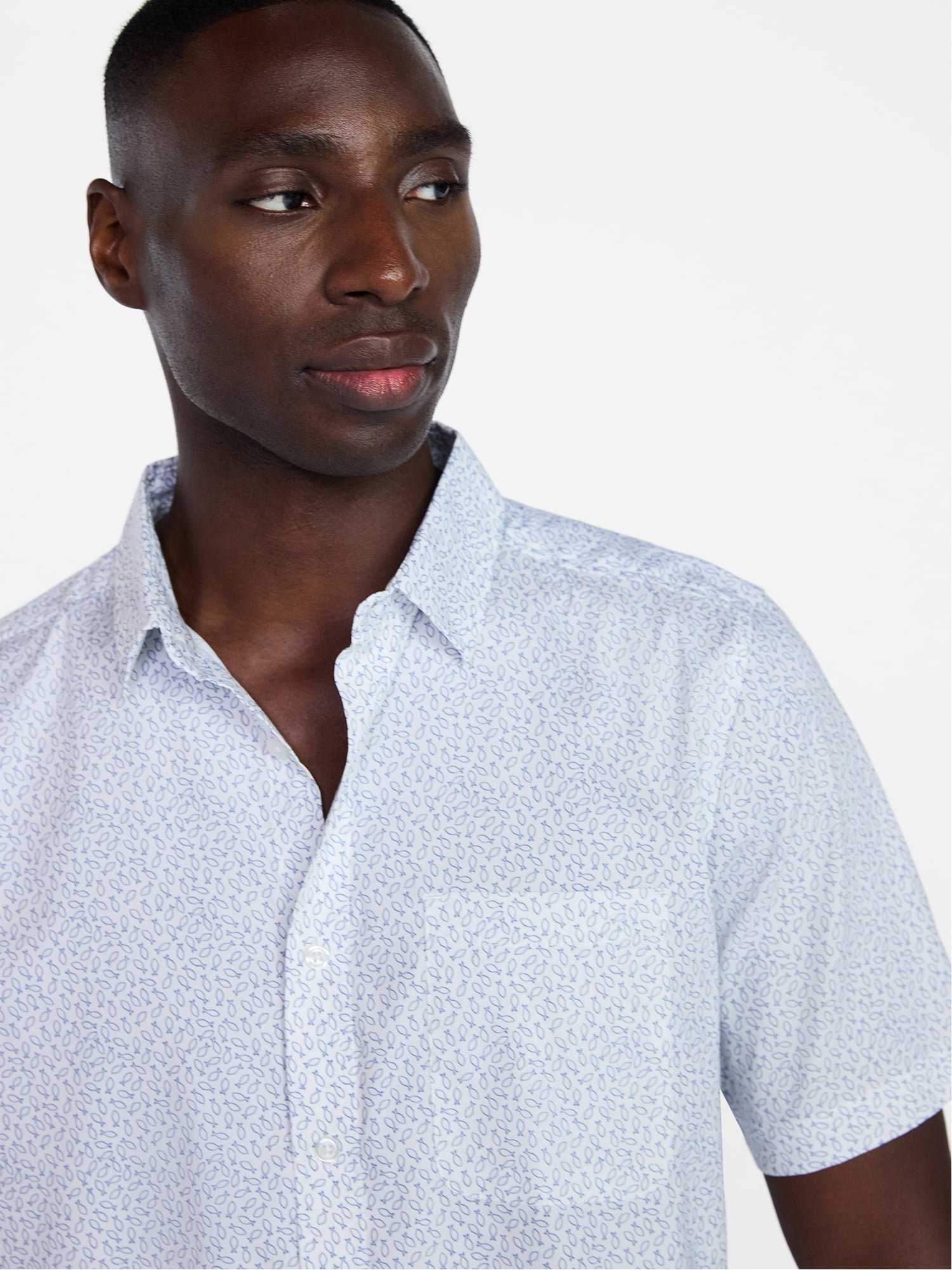 George Men's & Big Men's Modern Fit Button Up Performance Shirt with Short Sleeves, Sizes S-3XL