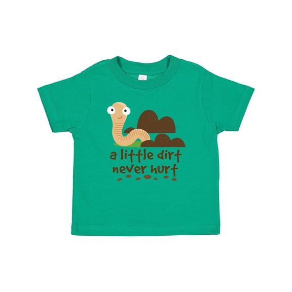 Inktastic Funny Dirt Never Hurt Boys Earthworm Boys Baby T-Shirt