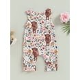 thumbnail image 4 of Cenuakty Baby Girl Summer Jumpsuit Western Floral Cow Print Sleeveless Rompers Pants for Toddler Newborn Infant, 4 of 9