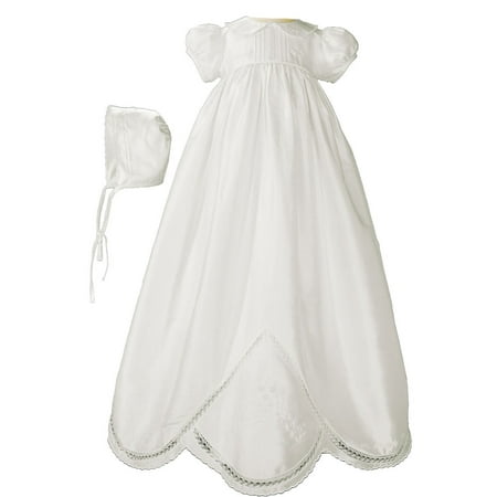 

Girls 33″ White Silk Dupioni Christening Baptism Gown with Hand Embroidery (Baby)