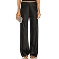 thumbnail image 2 of Women's Wide Leg Wedding Party Satin Casual Dress Nightout Pants Long Trouser, Loose Comfort Fit Straight Leg Design, 2 of 3