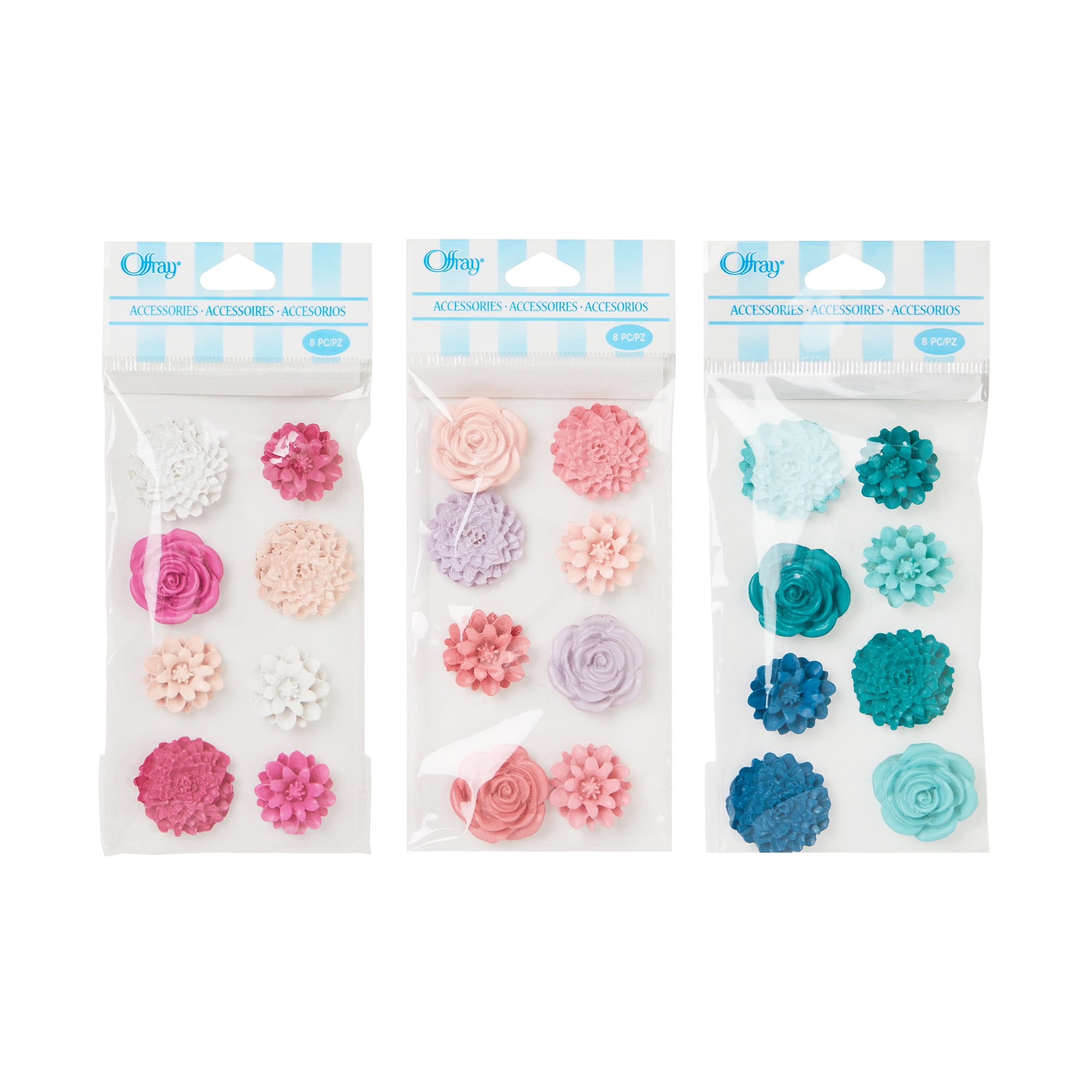 Offray pink blush tin yard resin flower accents are great for wedding, hair clips, scrapbooking, and other craft projects, 8 count, 1 package