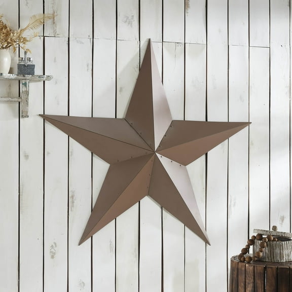 VHC Brands Patriotic Metal Star Distressed 48x48, Independence Day Decor, Decorative Wall Hanging, Rustic Farmhouse Decorations, Rust Brown, Black