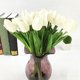 thumbnail image 4 of Tulipanes artificiales decorativos Huayishang en liquidación, 10 unidades, color blanco cremoso. Imitaciones para el hogar. 10 unidades de flores artificiales., 4 of 4