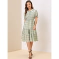 thumbnail image 3 of Unique Bargains Robe Midi Smockée à Carreaux en Chiffon pour Femmes, 3 of 6