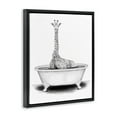 thumbnail image 3 of Stupell Industries Giraffe In A Tub Funny Animal Bathroom Drawing Jet Black Framed Floating Canvas Wall Art, 16x20, by Rachel Neiman, 3 of 5