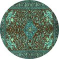 thumbnail image 1 of Ahgly Company Machine Washable Indoor Round Persian Turquoise Blue Traditional Area Rugs, 4' Round, 1 of 4
