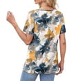 thumbnail image 5 of Womens Summer T Shirts Dressy Short Sleeve Tunic Tops Pleated Square Neck Summer Floral Print Top, 5 of 5