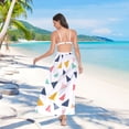 thumbnail image 7 of FORMRS Womens Long Sarong Beach Wrap Semi-Sheer Bikini Skirt Bathing Swimsuit Cover Up, White Minimalist Triangles, 7 of 7