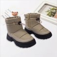thumbnail image 2 of XXWXYD Toddler Boota Zipper Cold Adhesive Plus Velvet Children's Snow Boots Korean Thick Boys and Girls Warm Cotton Boots for Simple Casual Non Slip Breathable Shoe(3.5-4 Years,Khaki), 2 of 4