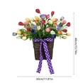 thumbnail image 3 of Artificial Tulip Flower Basket, Faux Spring Floral Arrangement, Hanging Gate Decoration, Multi-color Tulip Bouquet, Living Room Wall Decor, 15.7 Inch, 3 of 6