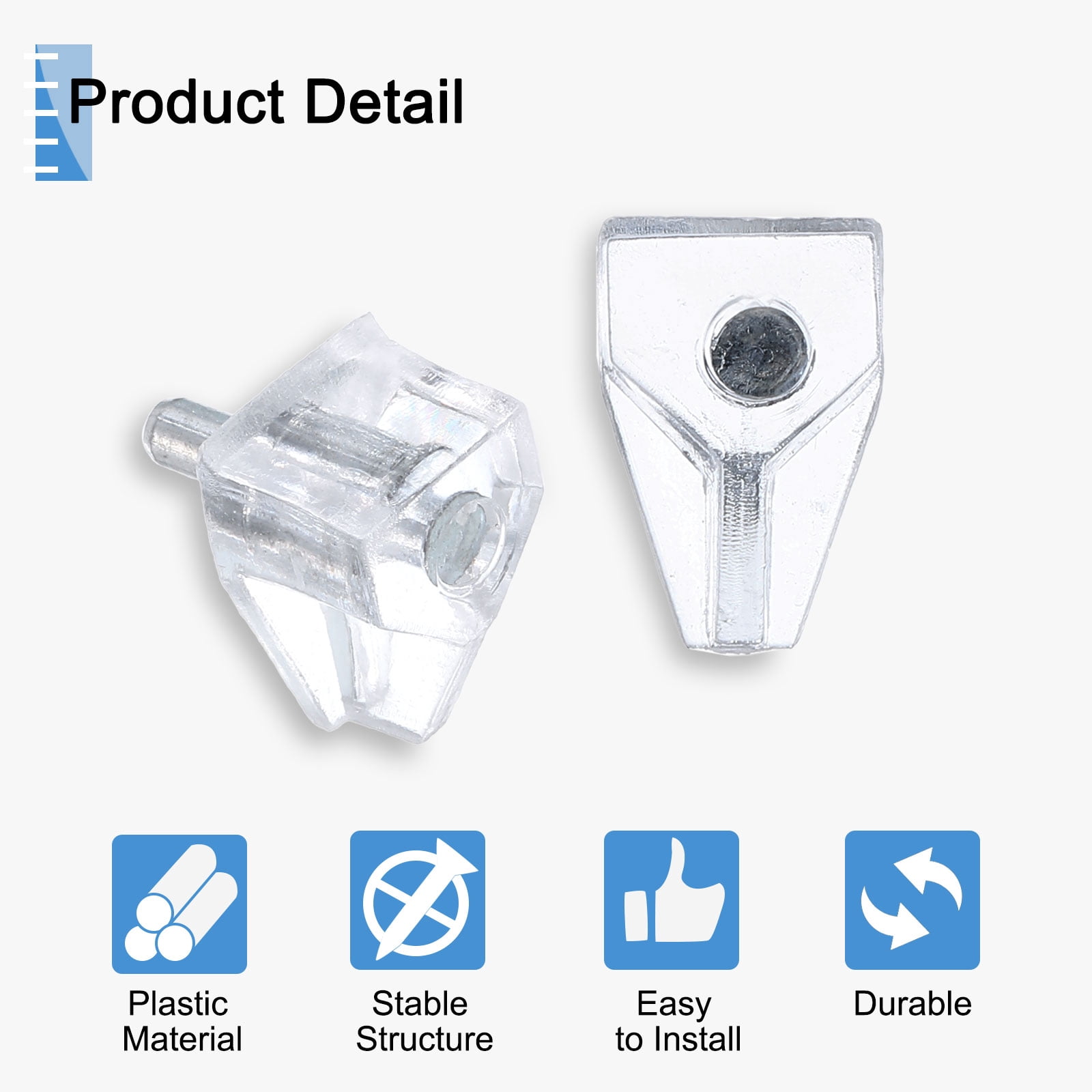 Unique Bargains Durable Shelf Support Pegs for Cabinets Shelves Clear 0.12" x 0.39"