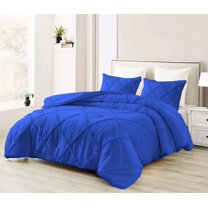 DNG Creations 3 Piece Diamond Ruffle Comforter 100% Egyptian Cotton, 800TC - Solid Royal Blue Colour - Super Soft 550 GSM All Season ( Oversized King - Size )