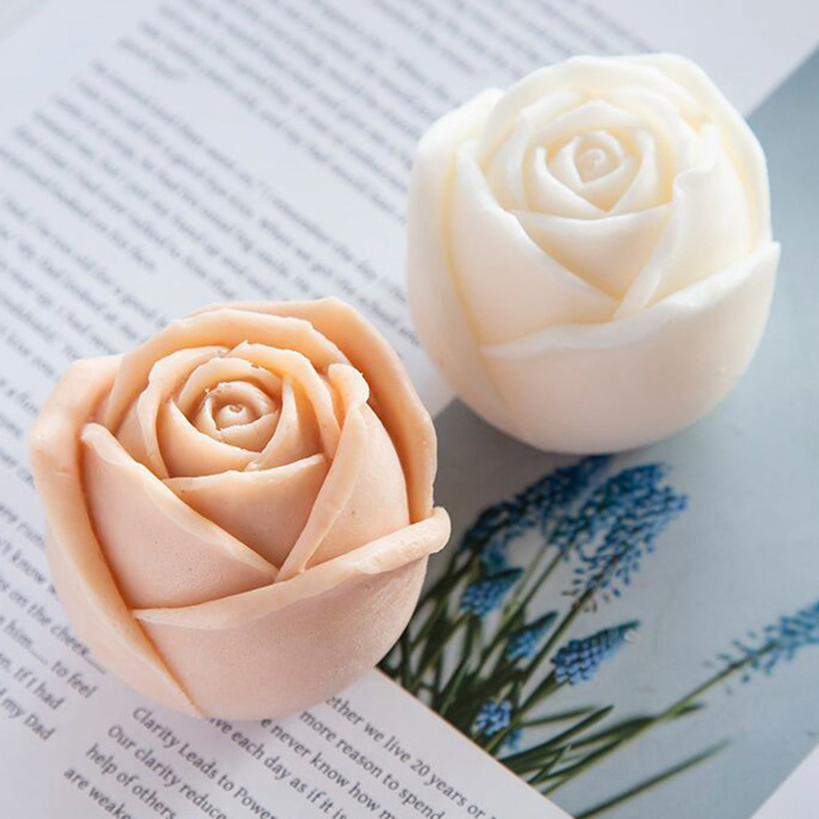 FUNBAKY Rose Flower Silicone Mold 6 Cavity Candy Chocolate Ice Cube Jelly  Cupcake Soap Cookie Mould