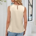 thumbnail image 4 of PNTUTB Women's Fashion Solid Color Satin Round Neck Casual Loose Sleeveless Tank Top for Work and Leisure, 4 of 6