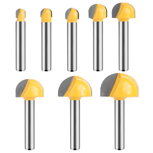 Juego de brocas para fresadora UTRUSTTO Cove Box, 8 unidades, vástago de carburo de 1/4 de pulgada
