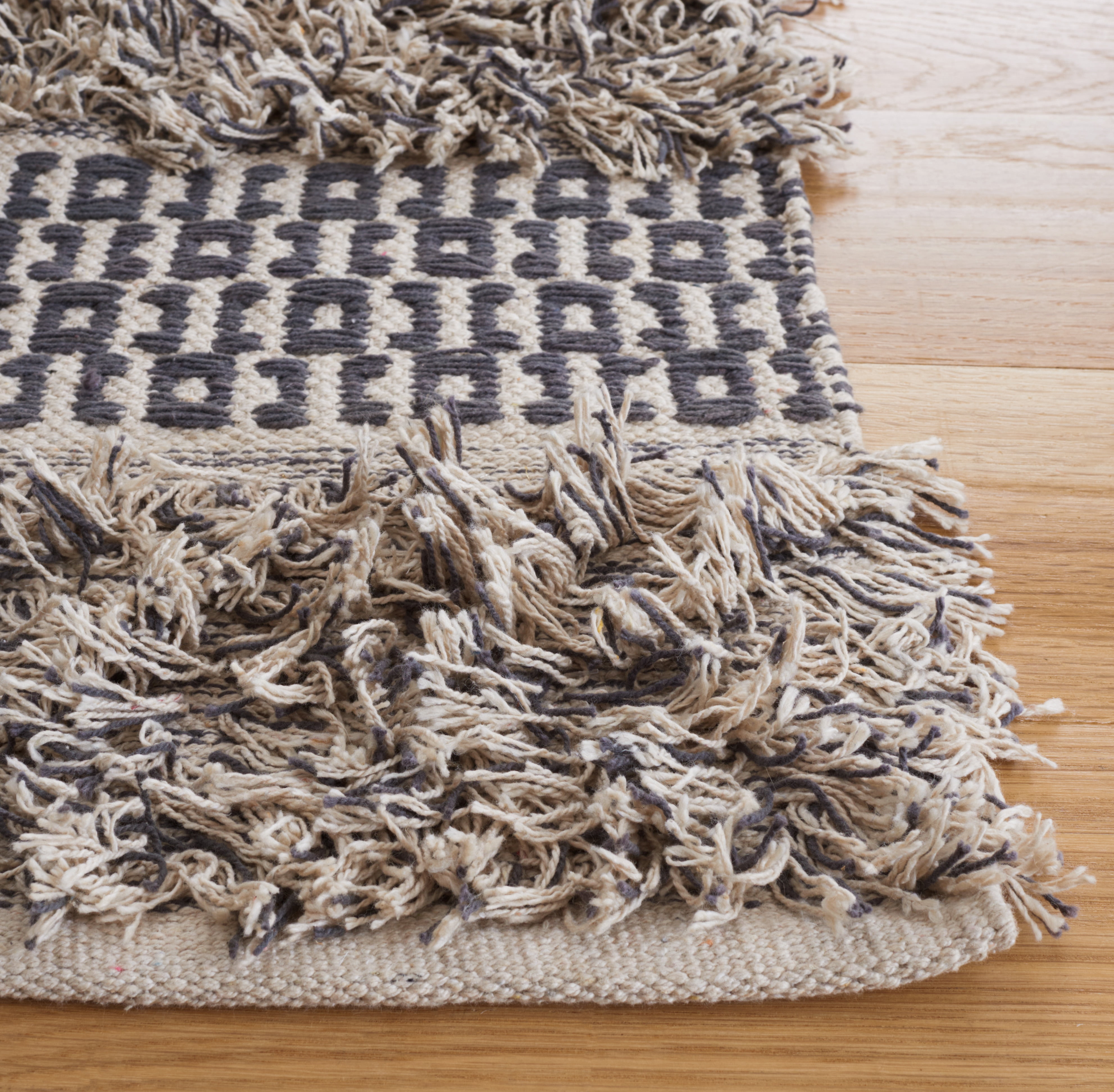 SAFAVIEH Natura Trinity Geometric Cotton Area Rug, Grey/Ivory, 5' x 8'