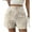 Beige, variant on Women's Fashion Jean Shorts with Mid-Rise Elastic Waist and Straight Leg, Embroidered Lace Detail Shorts for Ladies Chic Style, Perfect for Casual Outings and Comfortable Daily Wear,Pink M