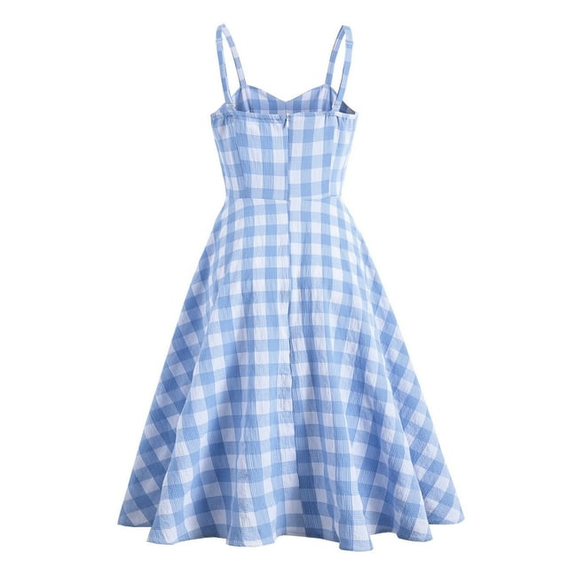 Lovzfmll Robe Maxi d'Été Légère à Col Style Britannique Bleu et Blanc pour Femme Bleu Clair, P
