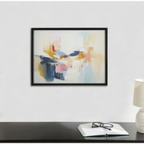 Kate and Laurel  Elegant Coastal Beach Abstract Framed Wall Art by The Creative Bunch Studio, 16x12 Black, Modern Colorful Abstract Art for Wall