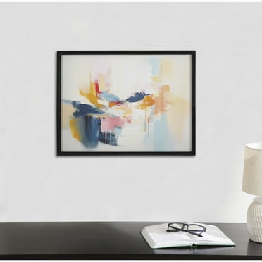 Kate and Laurel  Elegant Coastal Beach Abstract Framed Wall Art by The Creative Bunch Studio, 16x12 Black, Modern Colorful Abstract Art for Wall