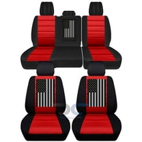 Fits 2012-2018 Dodge Ram USFlag Cotton Seat Cvrs 40/60 Rr W AR:Blk Red-Full Set