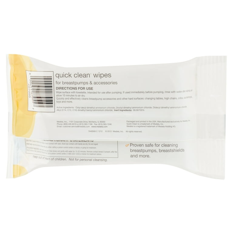Medela Quick Clean Breast Pump and Accessory Wipes 90ct, 3 Packs of 30  Count, Resealable, Convenient and Hygienic On The Go Cleaning for Tables