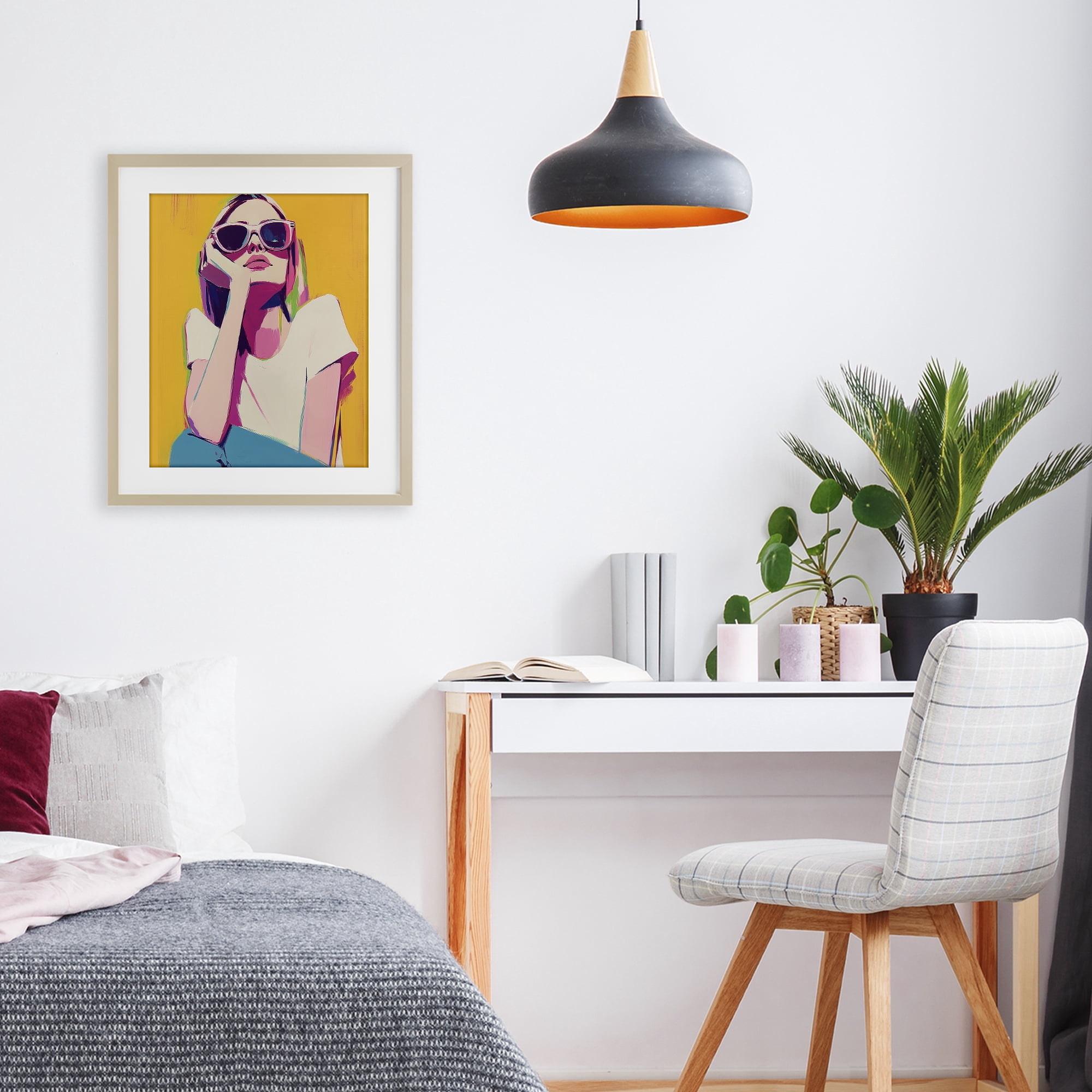 Stupell Industries Chroma Shades Girl Birch Framed Print Under Glass, design by Walker Noble