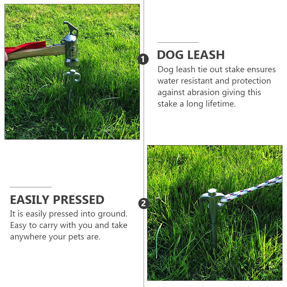 WEUVEB Stainless Steel Dog Tie Out Stake with 360 Degree Swivel Ring for Outdoor Camping and Tent Use