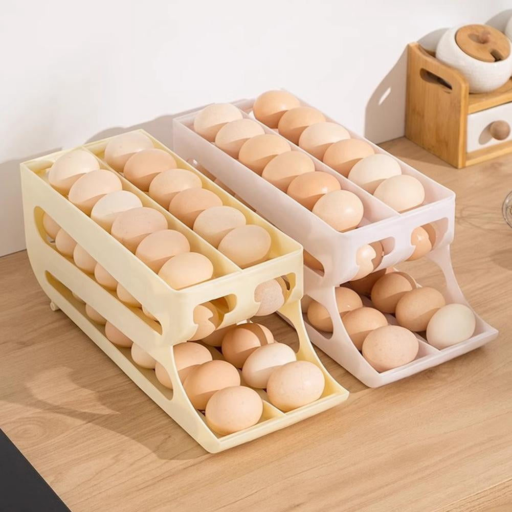 Egg Holder for Fridge, 3 Tiers Space-saving Egg Container, Automatic Rolling Eggs Dispenser for Refrigerator, Countertop, Kitchen, Space-Saving Dispenser Holder,Fridge Eggs Rack