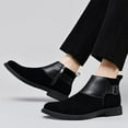 thumbnail image 5 of Men's Genuine Leather Buckle Dress Chelsea Boots with Side Zipper Fashion Pointed Toe Waterproof Non-Slip Casual Business Formal Booties, 5 of 6