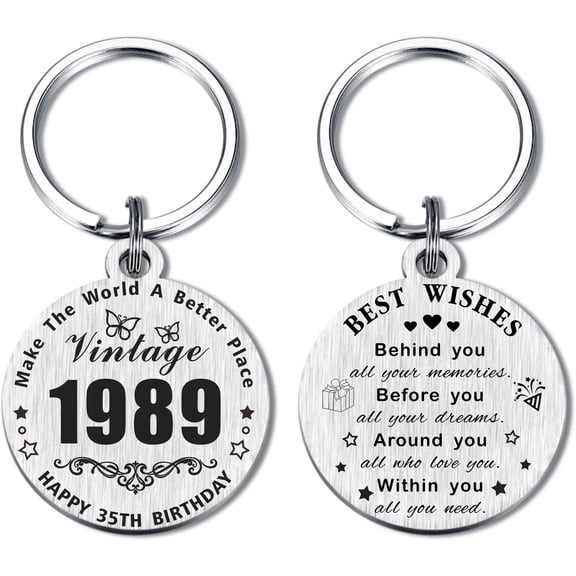 35th Birthday Gifts for Women - 1989 Keychain for 35 Years old Birthday Present, Happy 35th Key Chain