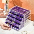 thumbnail image 4 of ProCase Earring Holder Organizer Box Valentine's Day Gifts, Clear Acrylic Jewelry Box for Women, Stackable Large Jewelry Storage Case with Adjustable Velvet Trays on Dresser Vanity -Purple, 5 Layers, 4 of 8