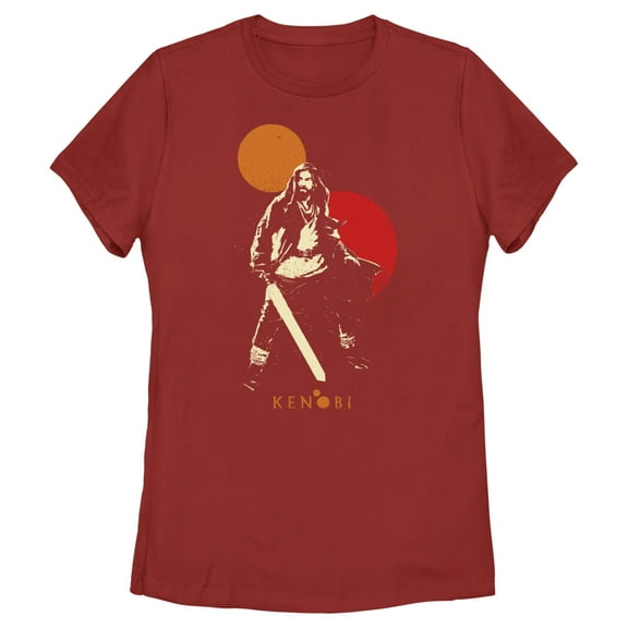 Women's Star Wars: Obi-Wan Kenobi Two Suns and Kenobi Outline Graphic Tee Red Large
