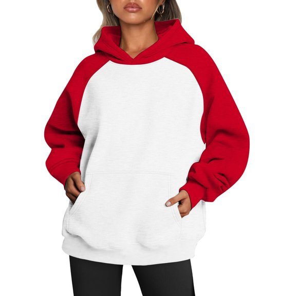 XINXIAOO Womens Hoodies Long Sleeve Womens Pullover Sweatshirt Oversized Hoodies for Women Red Sweatshirt Womens Fall Clothes for Women Trendy Womens Clothes