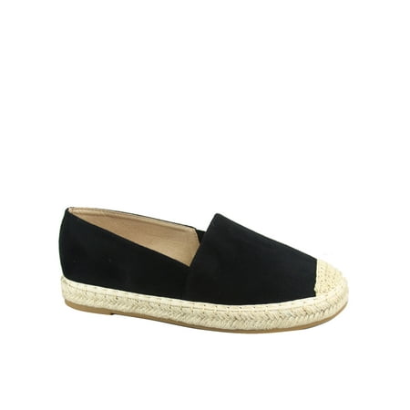 

Expo-17 Women s Comfort Espadrille Slip On Round Toe Flat Shoes ( Black 10 )