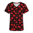 thumbnail image 1 of TIMIFIS Haut de Sarrau Rouge Femme Imprimé Manches Courtes Col en V Hauts Uniforme de Travail Imprimé de la Saint-Valentin avec Poche Blouse avec Poches-Rouge - Printemps, 1 of 3