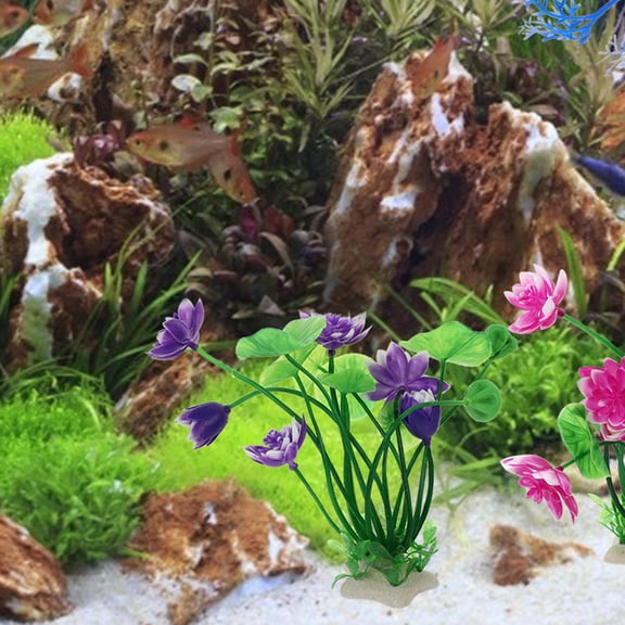 ETEREAUTY Etereaauty Realistic Purple Plastic Lotus for Aquarium Decor