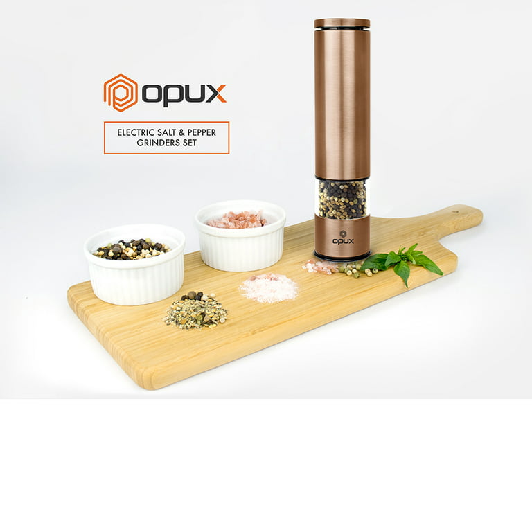 OPUX Battery-Operated Salt and Pepper Grinder with LED Light