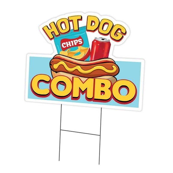SignMission C-DC-1216-Hot Dog Combo19 12 x 16 in. Yard Sign & Stake - Hot Dog Combo