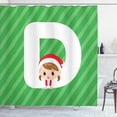 thumbnail image 1 of Ambesonne Christmas Alphabet Shower Curtain, Santa Hanging, 69"Wx84"L, Green Dark Coral and White, 1 of 3