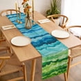 thumbnail image 3 of Blue Green Table Runner - 70 Inch Long, Kitchen Dining Table Runner Dresser Scarves, Gradient Watercolor Modern Abstract Art Farmhouse Decor for Coffee Tables Wedding Party Banquet, 3 of 8