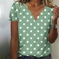 thumbnail image 2 of Staron Summer Tops for Women Polka Dot Blouse Casual Short Sleeve V Neck Round Collar Fashion Shirt, Green L, 2 of 5